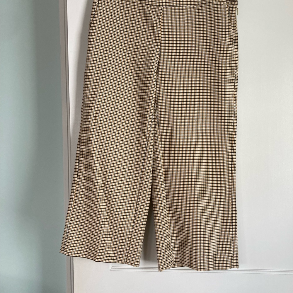 Loft 0P wide leg yellow black white ankle length side zip